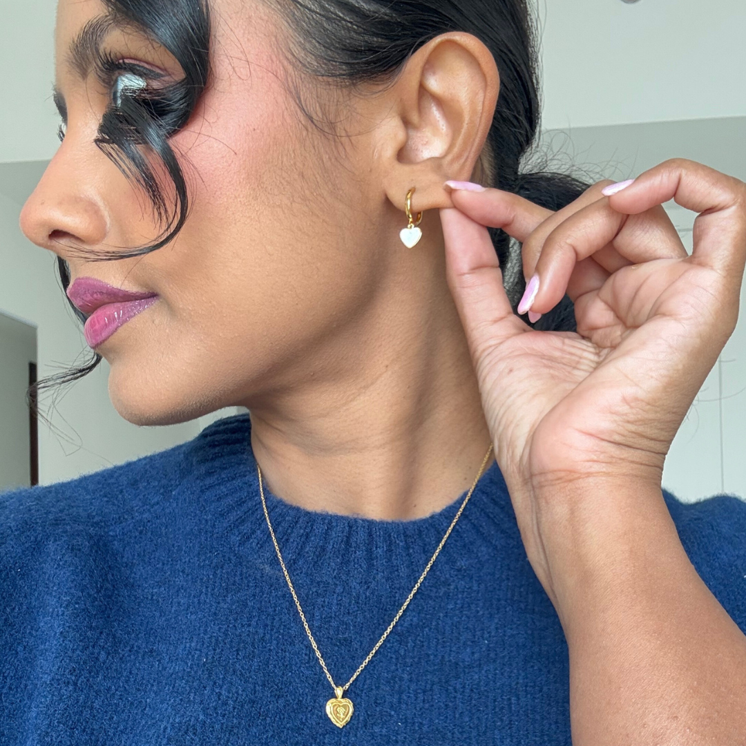 Luminous Heart (Mother of Pearl) Hoop Earrings