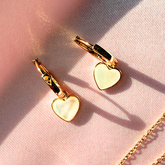 Luminous Heart (Mother of Pearl) Hoop Earrings